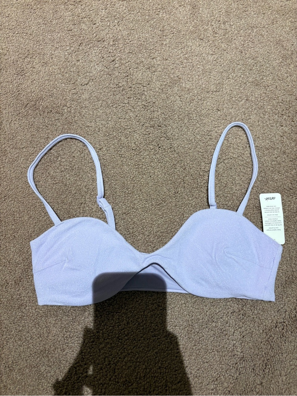 Nwt aerie Light Lavender Bikini top with Adjustable Straps size small